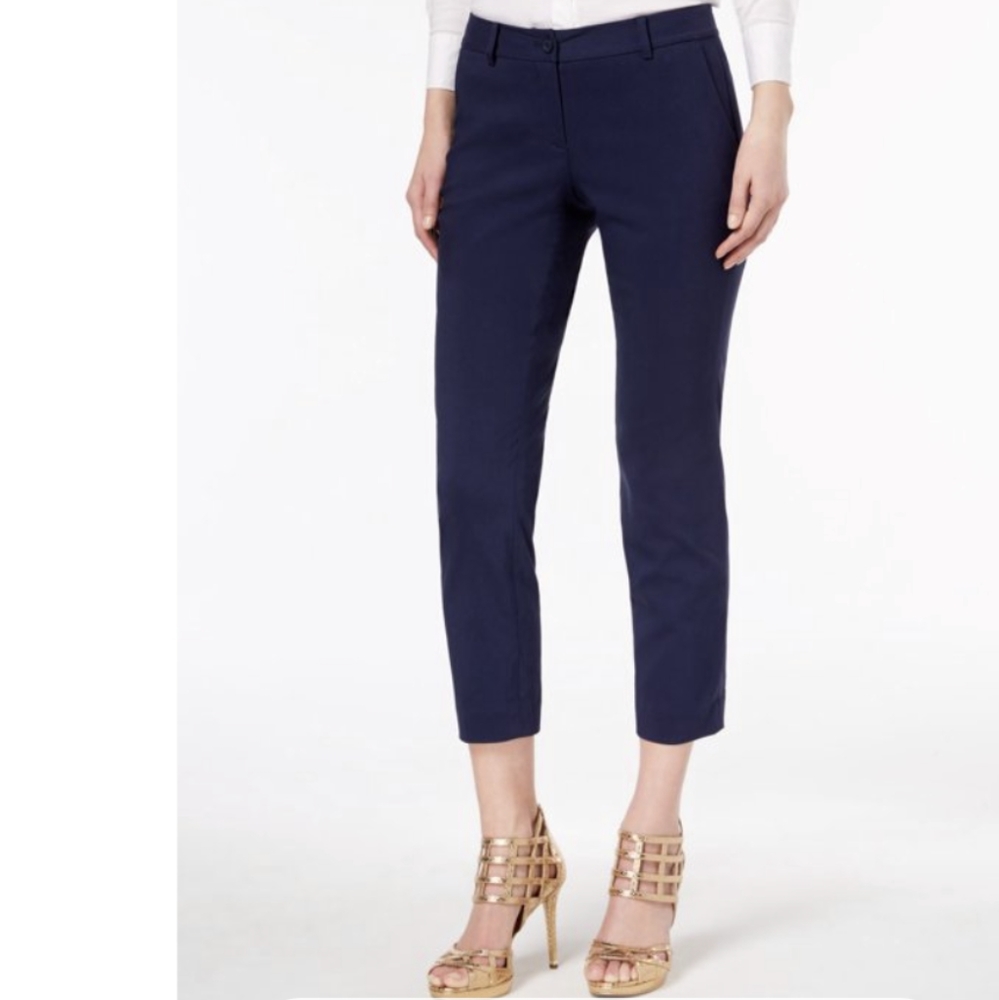 Michael Kors Navy Blue Miranda Slim Leg Ankle Dress Pants